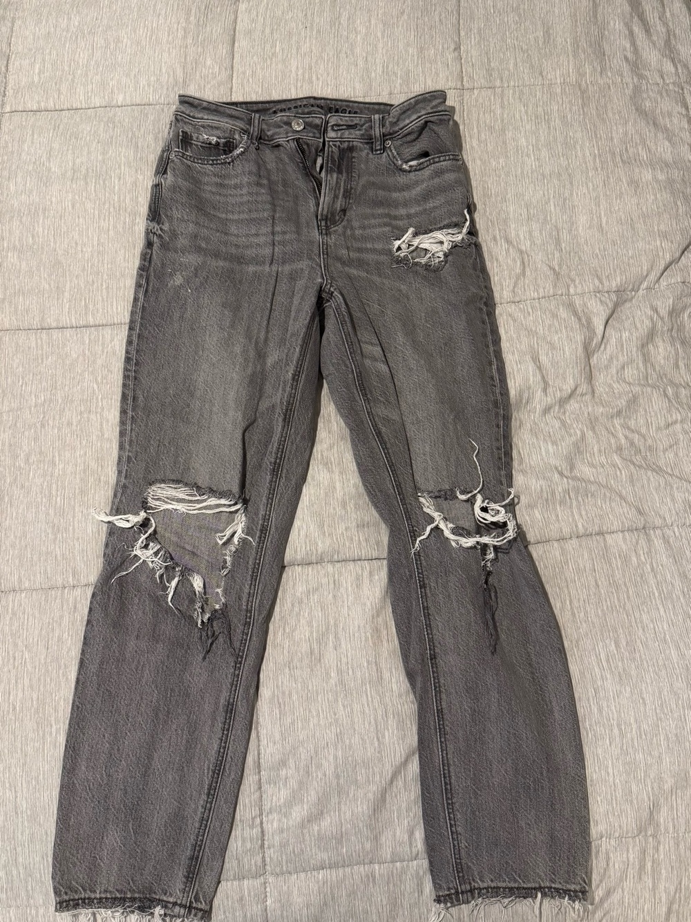 American Eagle Women's Distressed High-Rise Gray Jeans